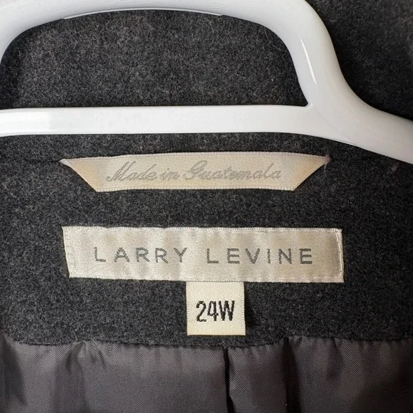 Vtg Larry Levine Women's Charcoal Gray Wool Blend Winter Coat Size 24 Classic
